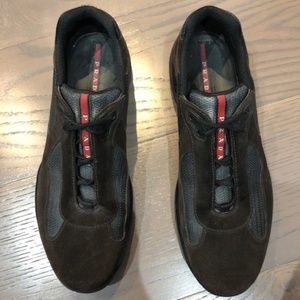 Prada Men's Brown Suede America's Cup Sneakers